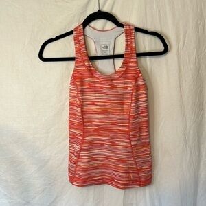 The North Face Women’s Orange red pink striped razorback tank workout - xsmall